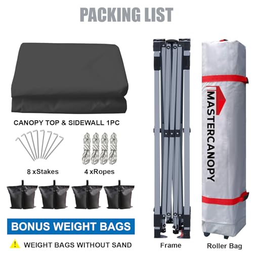 Durable Pop-up Canopy Tent with 1 Sidewall 10'x10' White J601867