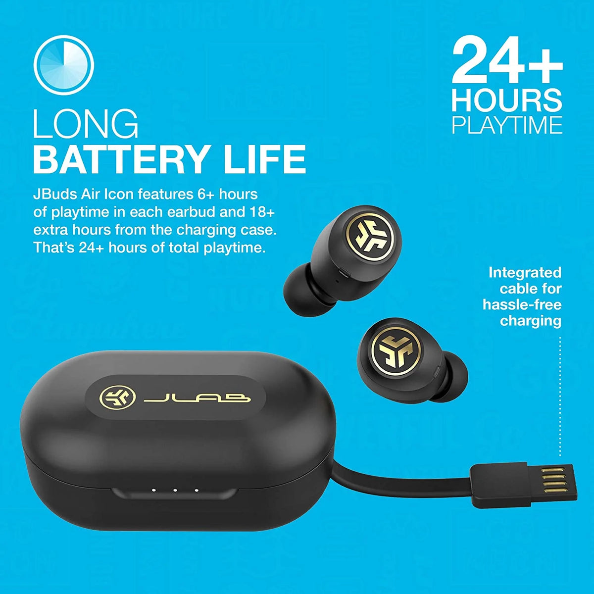 Black & Gold True Wireless Bluetooth Earbuds with Charging Case R90952