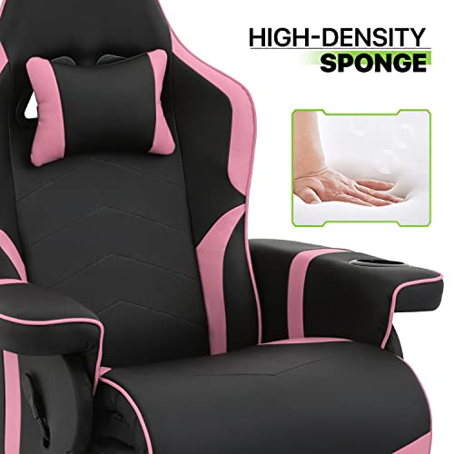 Grey PU Leather Swivel Gaming Recliner Chair with Adjustable Backrest D929790