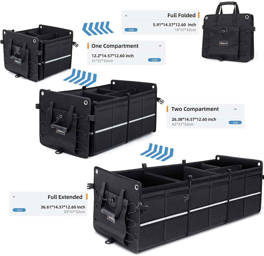 Black Collapsible Car Trunk Organizer with Cooler Bag H503358