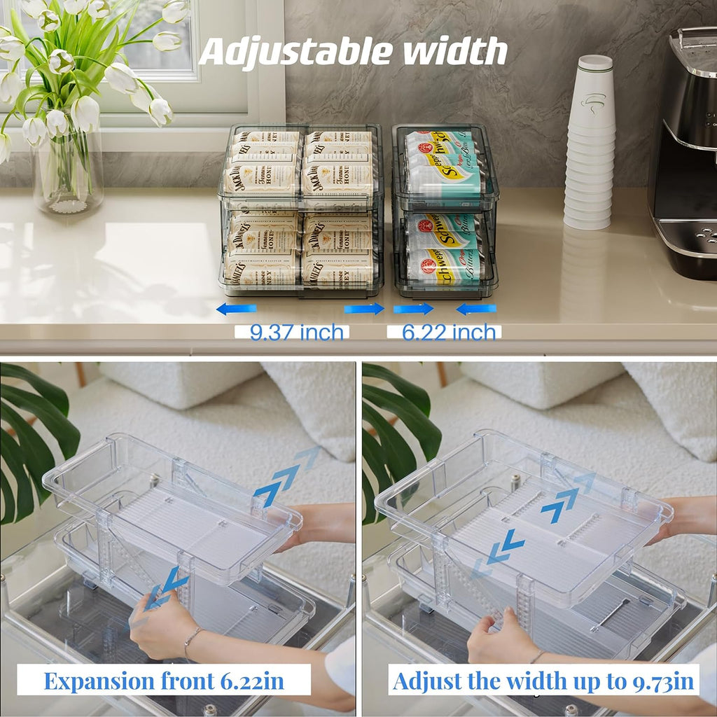 2 Pcs Clear Plastic Beverage Soda Can Organizer for Refrigerator G94856