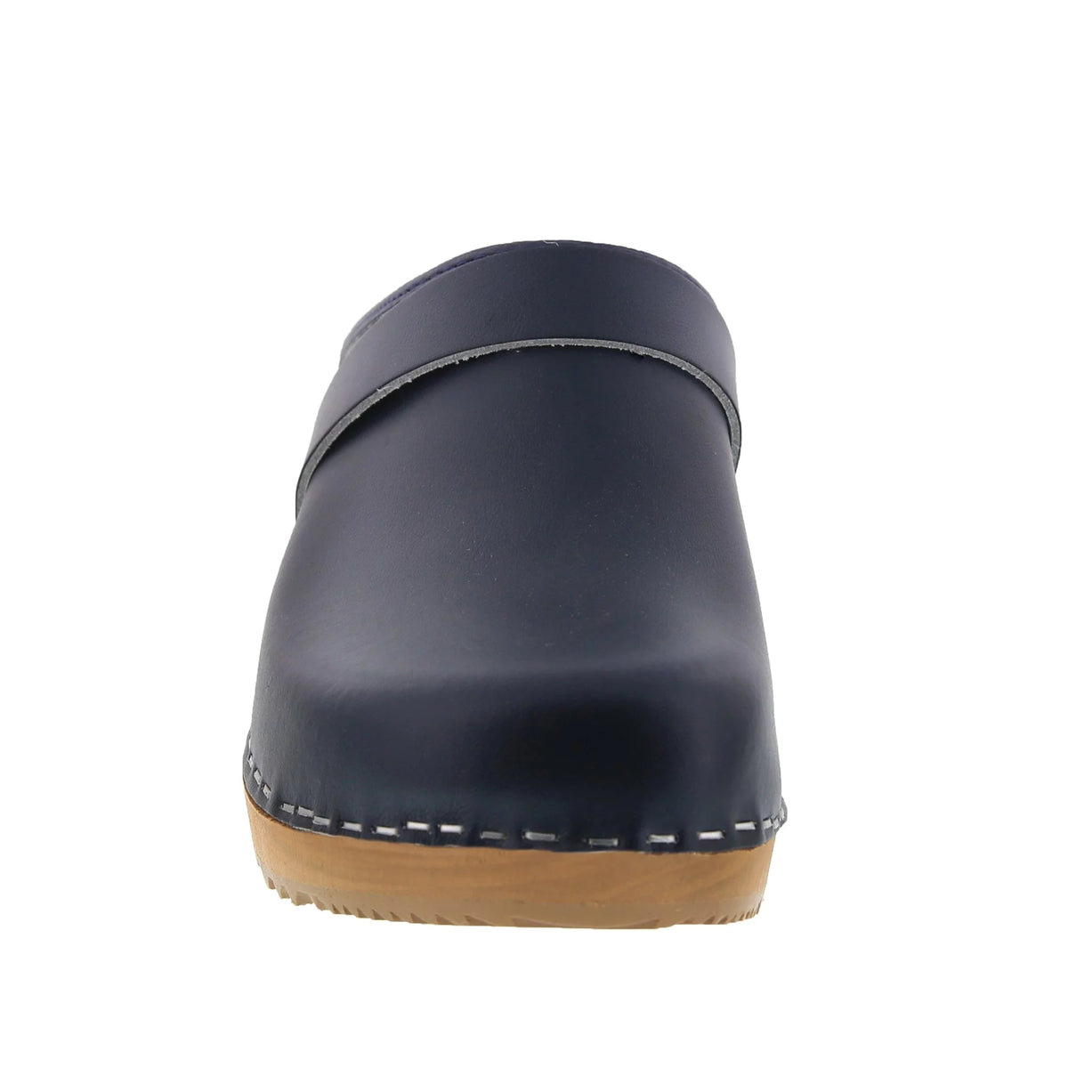 Navy Leather Open Back Clogs V85121