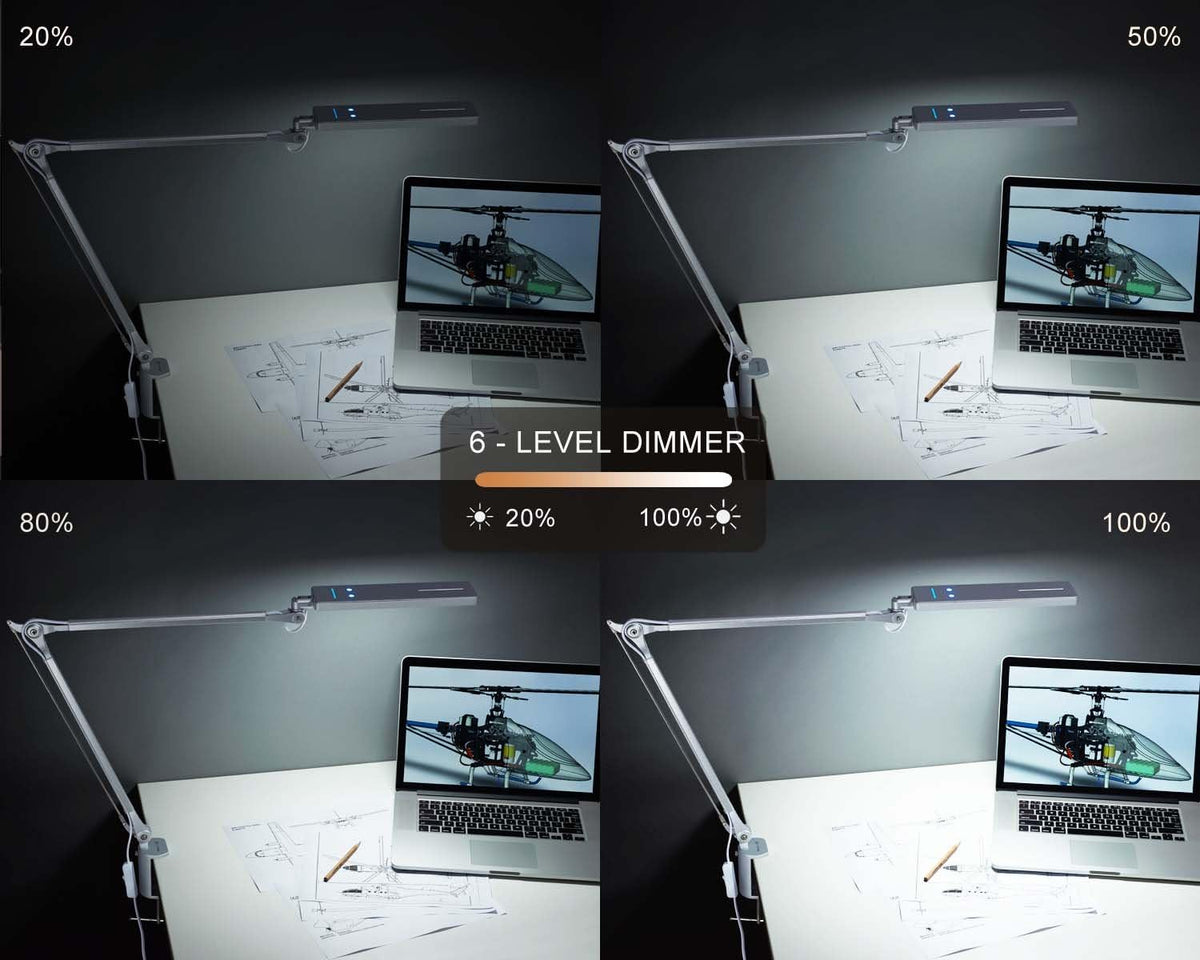 Silver Metal Swing Arm Desk Lamp with Clamp Z37217