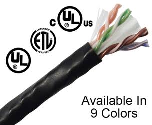 Cat6 Unshielded Plenum Bulk Ethernet Cable, 23 AWG, 1000ft Black S192