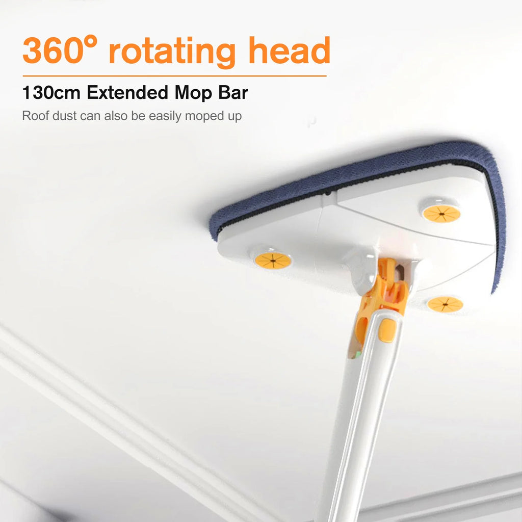 360° Adjustable Rotatable Triangle Cleaning Mop with Push-Pull Squeezing, Dry & Wet Mop G3109