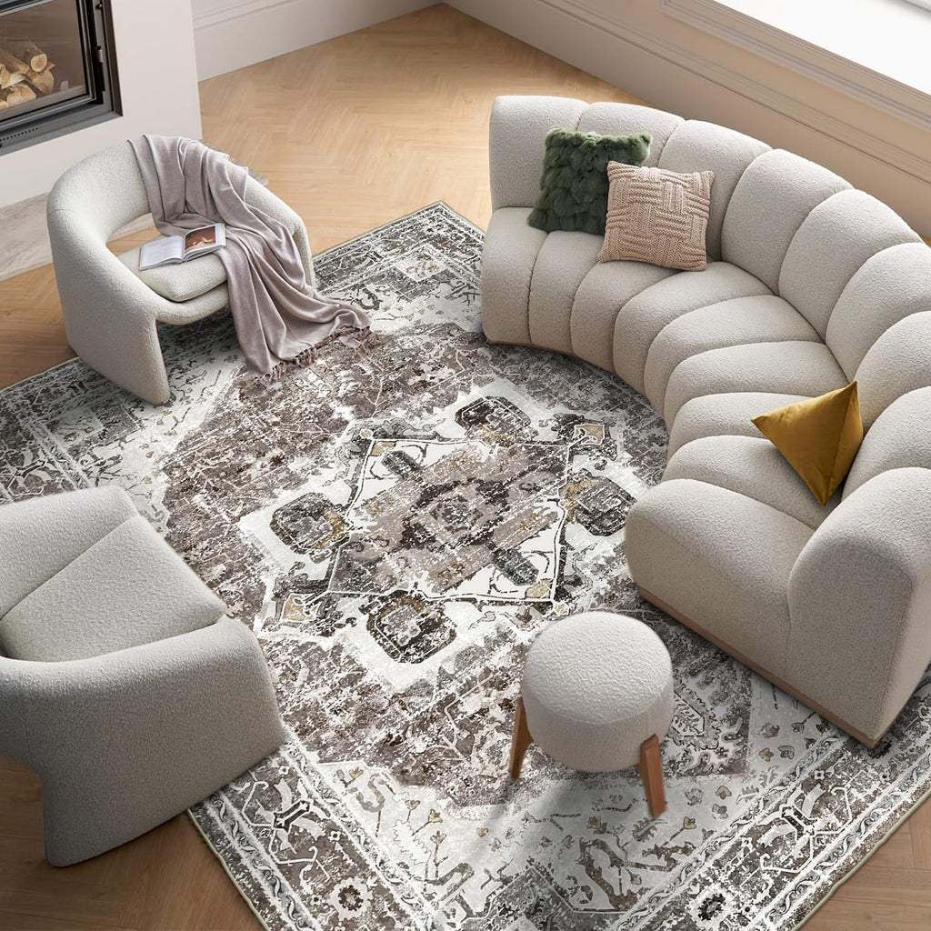 Machine Washable 5x7 Non-Slip Low Pile Area Rug R60489