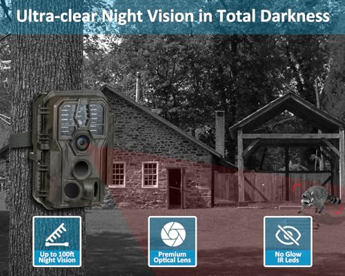 64MP 1296p Trail Camera with 100ft Night Vision J5361