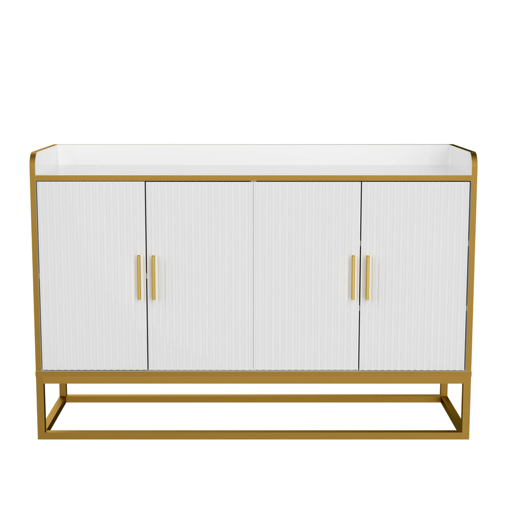White Gloss Storage Cabinet with Metal Legs X6493