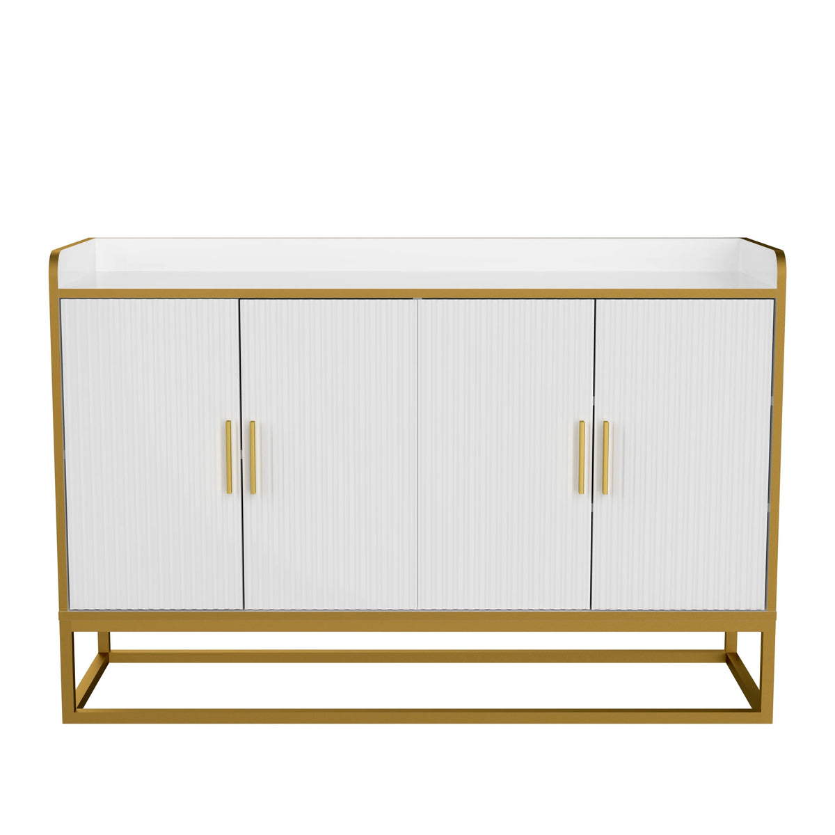 White Gloss Storage Cabinet with Metal Legs X6493