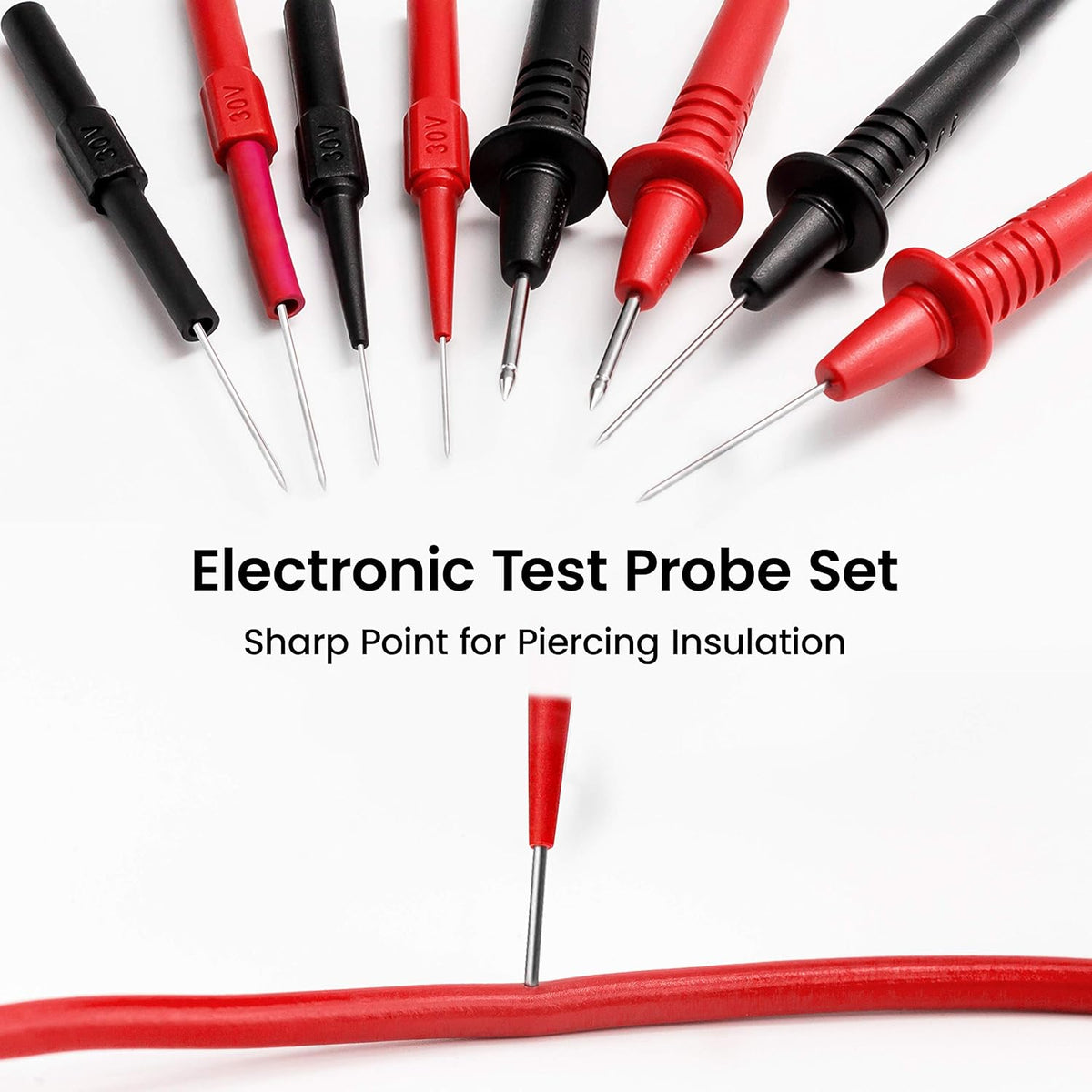 23PCS Multimeter Test Leads Kit with Replaceable Precision Probes, Alligator Clips, Test Hook, Flexible Wires P95450