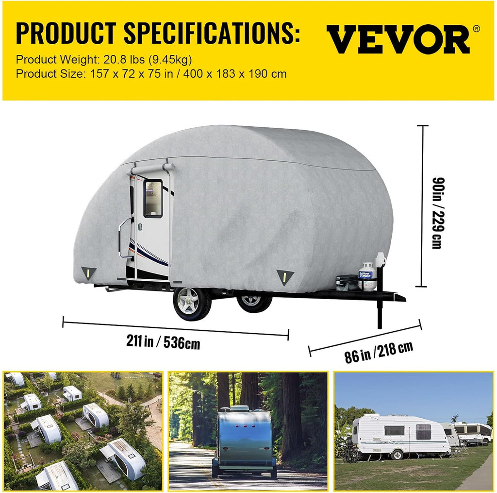 16' - 18' Waterproof Non-Woven Teardrop Trailer Cover T406