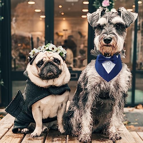 Adjustable Dog Wedding Bandana with Bow (Medium, Black) C58269
