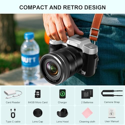 6K 64MP Compact Digital Camera with Microphone Z37894