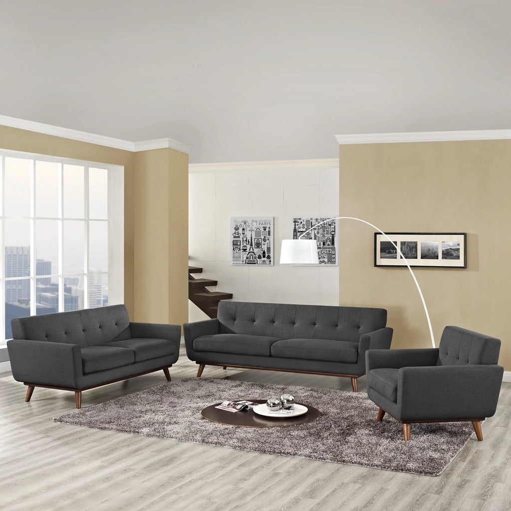Gray Sofa Loveseat and Armchair Set of Three E7361