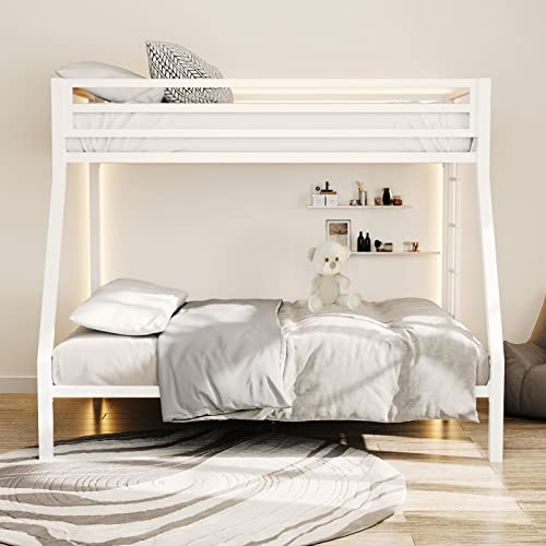 Metal Loft Bunk Bed Twin Over Twin Size with Guardrail and Ladder X7358