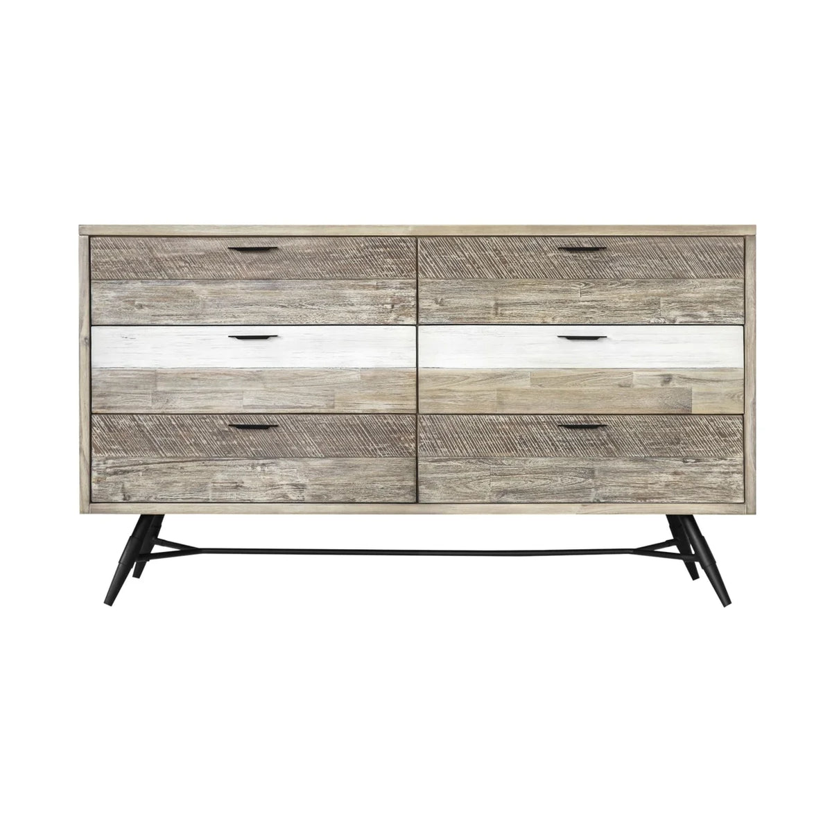63 Inch Acacia Wood 6 Drawer Dresser O67521