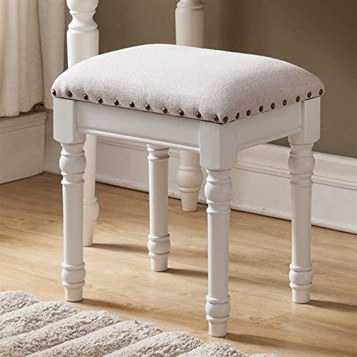 White Wood Vanity Stool N80687