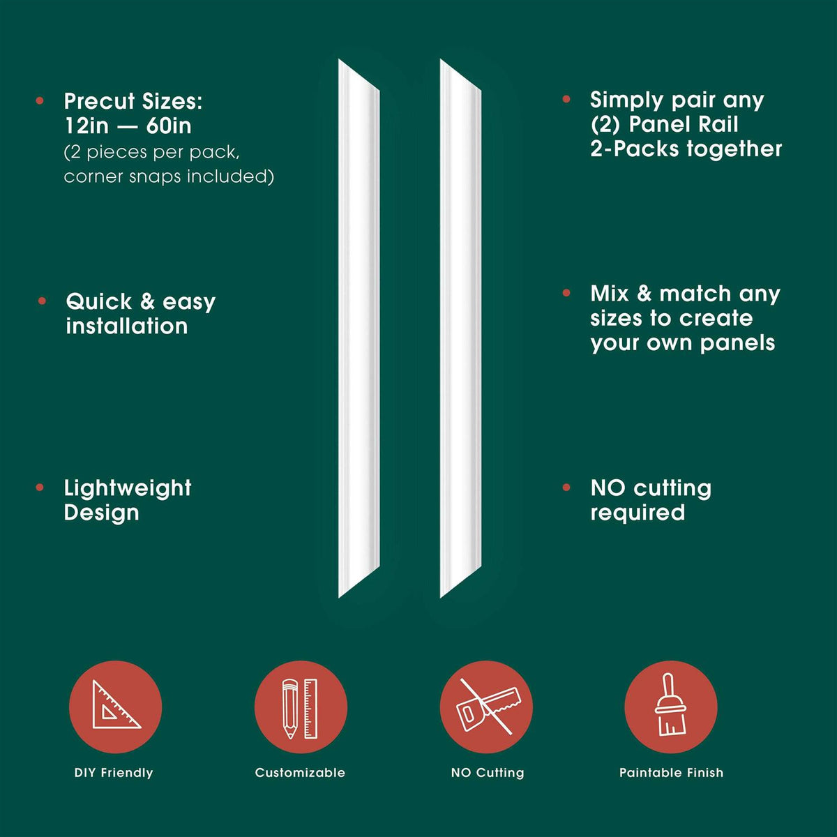 2 Pack Unfinished Polystyrene Wall Panel Moulding T937