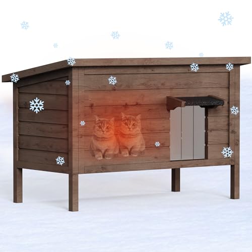 Outdoor Cat House Fully Insulated Wooden Weatherproof 34.4" L x 21.7" W x 27.2" H N859041