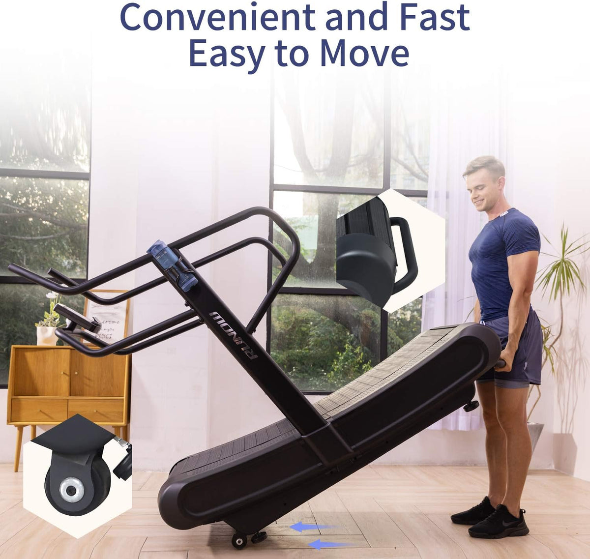 Curved Non-electric Motorized Treadmill with Resistance Adjustment H6050