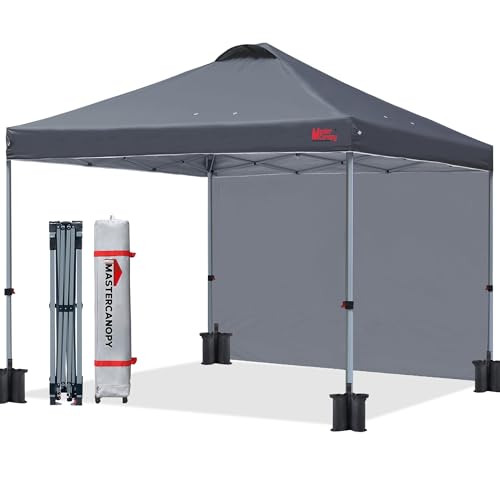 Durable Pop-up Canopy Tent with 1 Sidewall 10'x10' White J601867