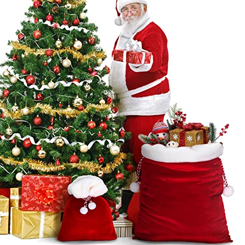2 Pieces Velvet Drawstring Santa Bags Q583650