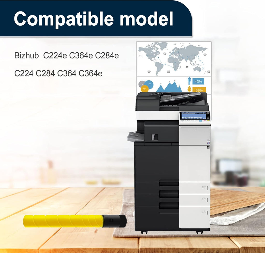 Yellow 2 Packs Compatible Toner Cartridge TN321 for Bizhub C224e C364e C284e C224 C284 C364 C364e Printer F667114