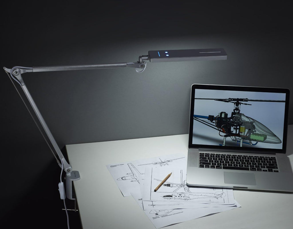 Silver Metal Swing Arm Desk Lamp with Clamp Z37217