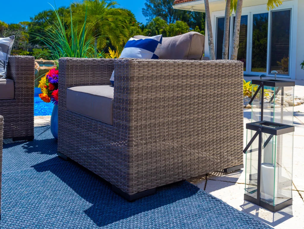 6-Piece Gray Wicker Patio Sofa Set with Coffee Table O635894
