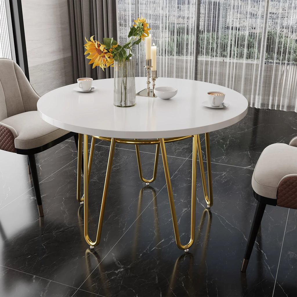 47'' Round Dining Table with Metal Legs V7673