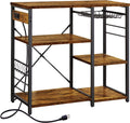 Rustic Brown Bakers Rack with Power Outlet V330