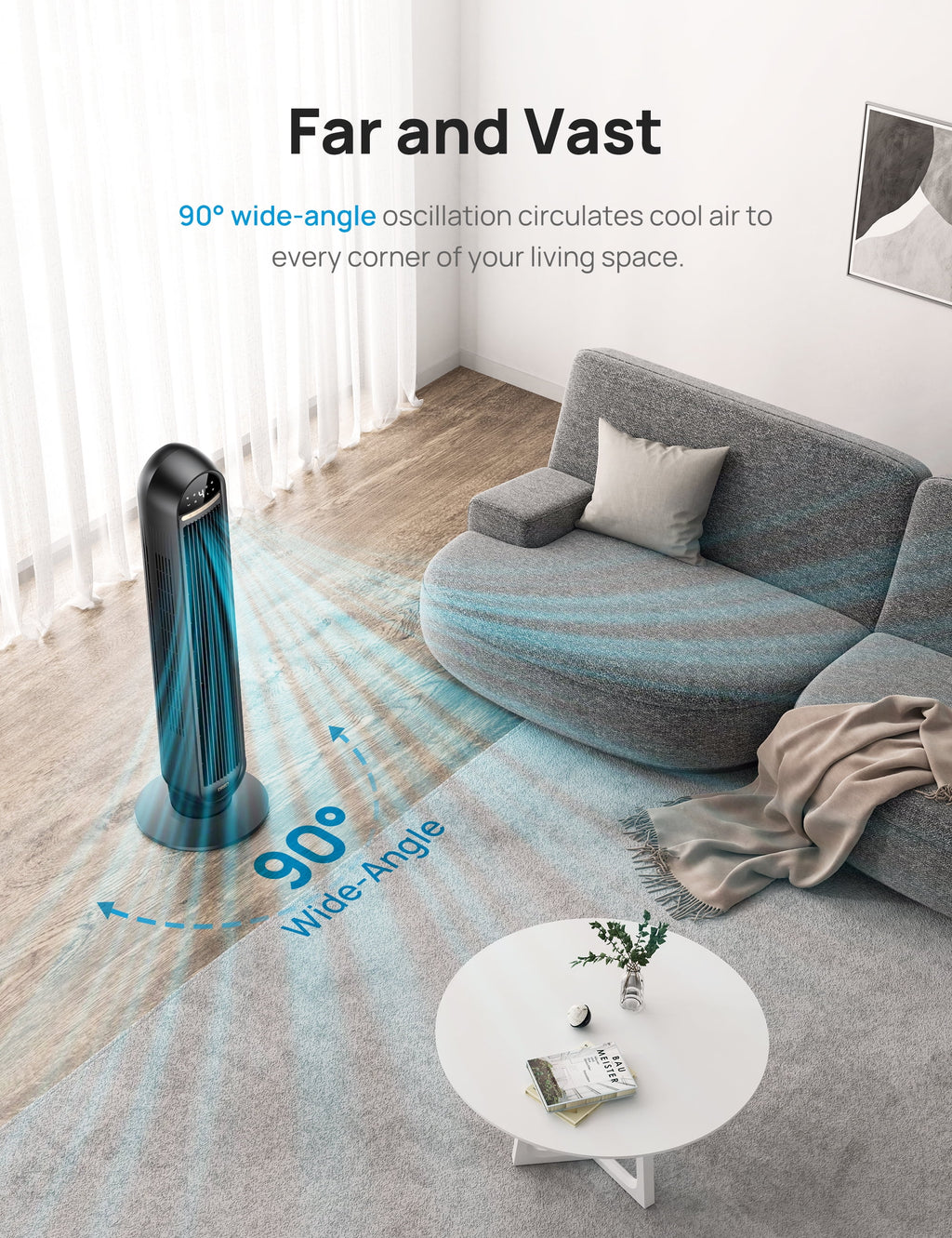 36 Standing Floor Fan with Remote 90° Oscillating 4 Speeds H87755
