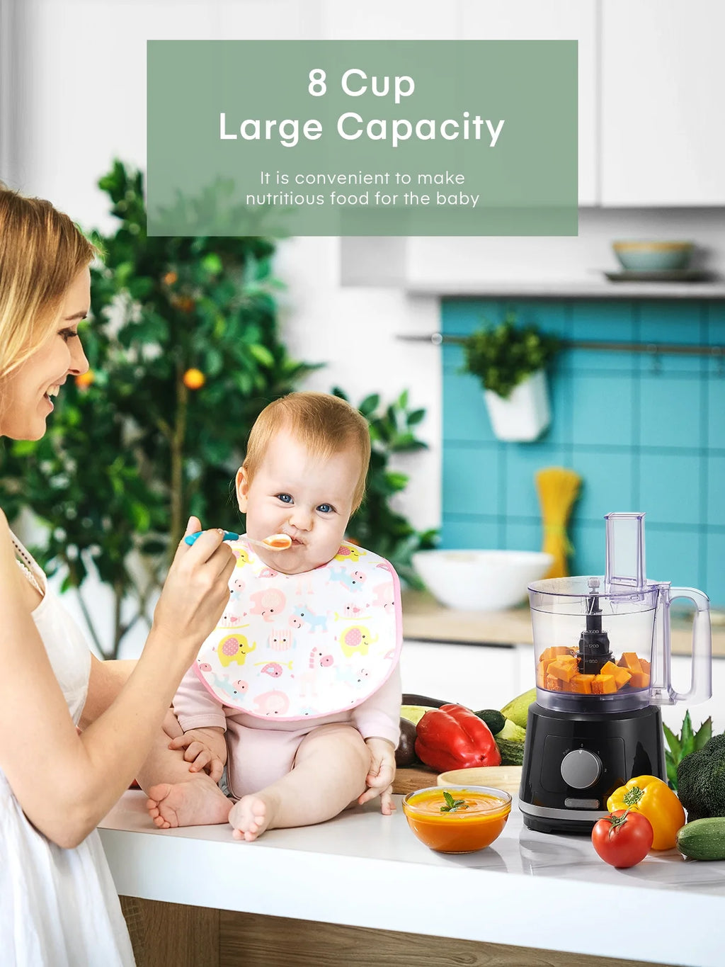 8-Cup Food Processor & Vegetable Chopper with 6 Functions T19213