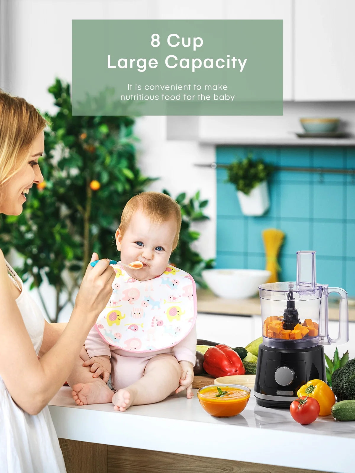 8-Cup Food Processor & Vegetable Chopper with 6 Functions T19213