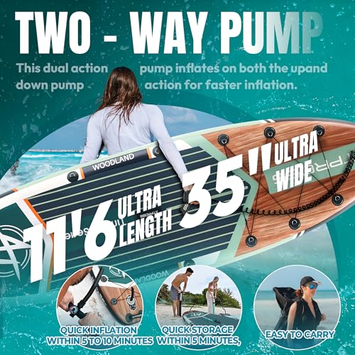 11'6"x35" Inflatable Stand Up Paddle Board 450LBS Weight Capacity Non-Slip Deck C820109