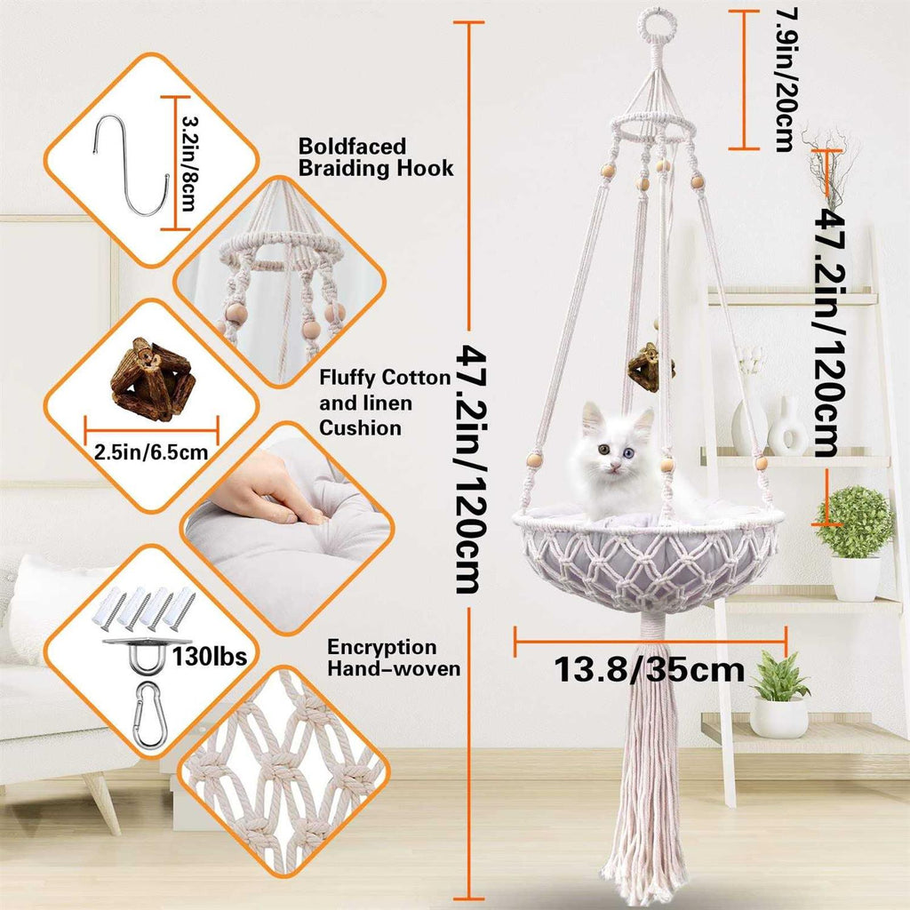 Handwoven Macrame Cat Swing with Hanging Kit B822