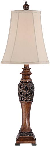 30" Tall Set of 2 Bronze Wood Table Lamps A774