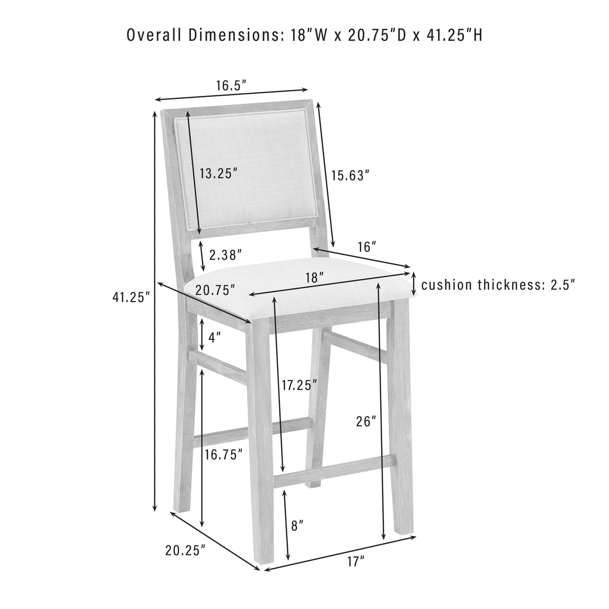 Upholstered Wood Counter Height Bar Stools Set of 2 S2368