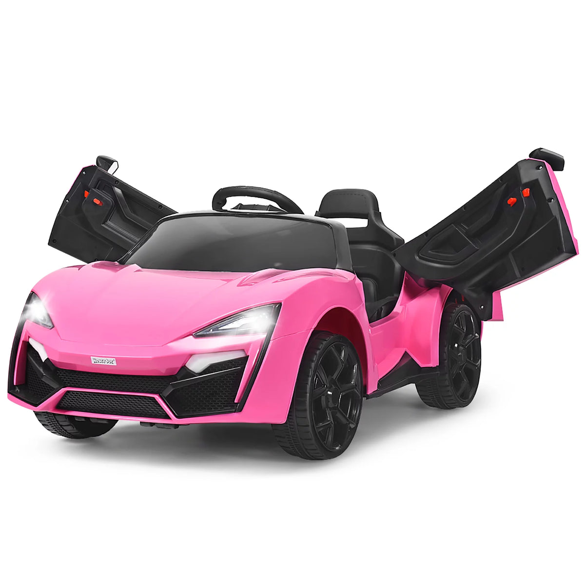 12V Kids Ride On Car with Lights MP3 Openable Doors Pink C982540