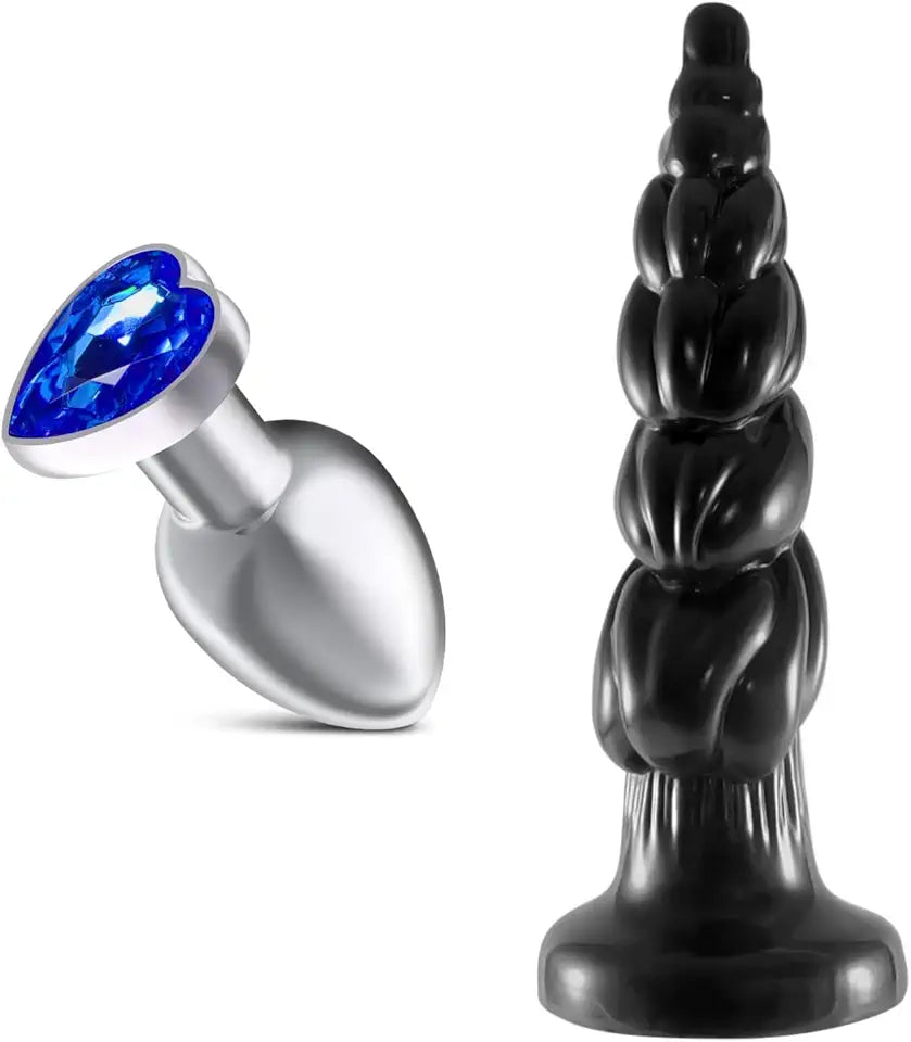 Heart Shaped Anal Butt Plugs (L) + 15.7inch Huge Anal Plug Q8451