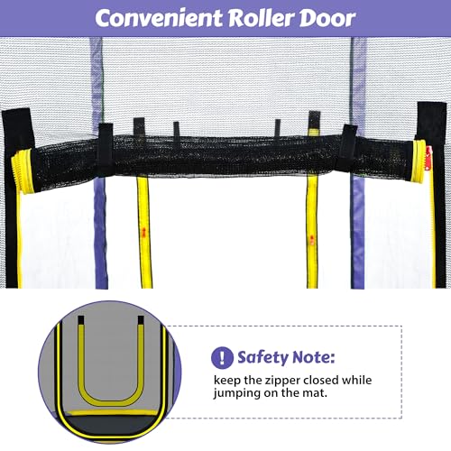 7FT Kids Trampoline with Safety Enclosure Net, Slide and Ladder C146311