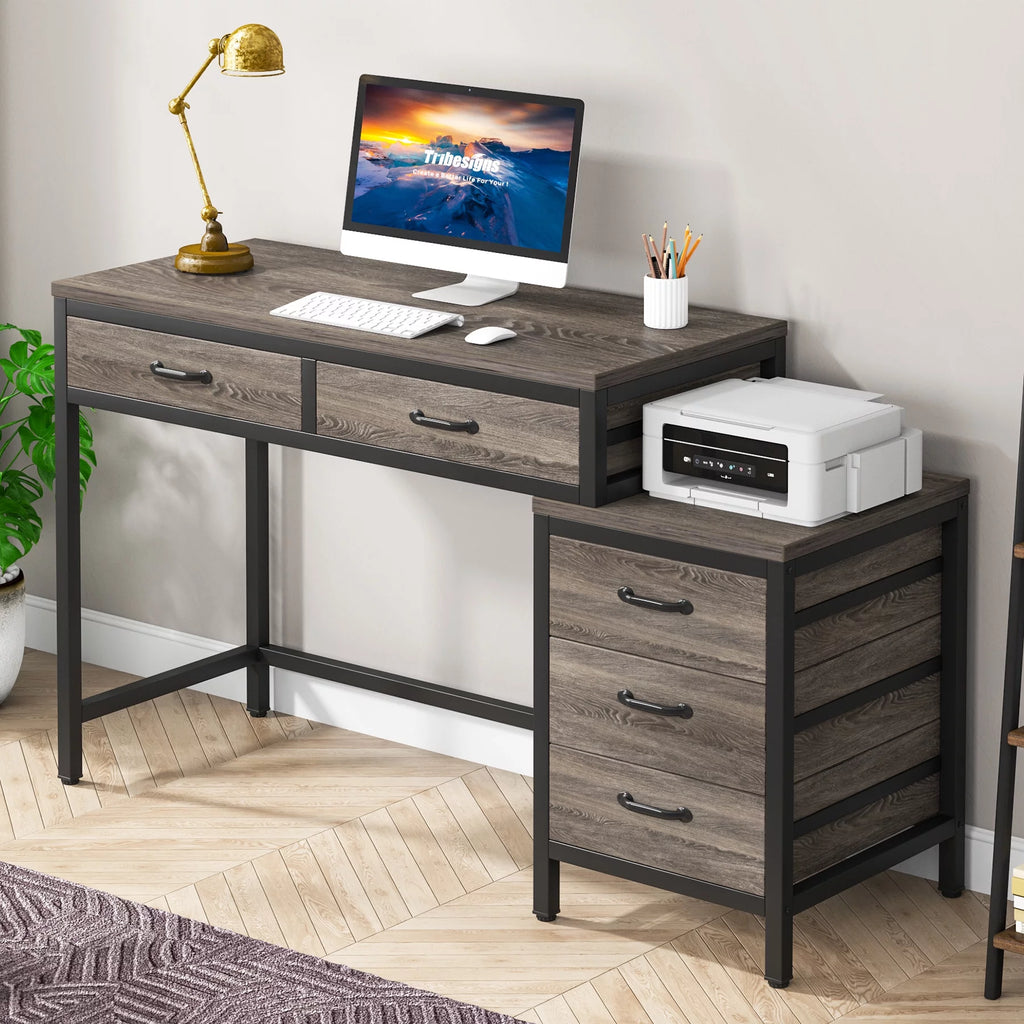 Computer Desk with 5 Drawers and File Cabinet K6154