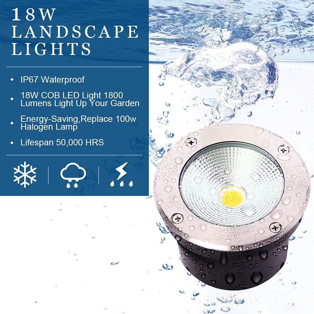18W 12V IP67 Waterproof LED Landscape Lights 4 Pack Warm White L16572