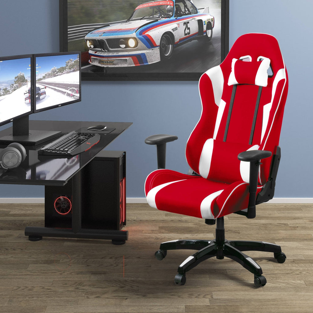 Bonded Leather, Fabric, and Mesh High-Back Ergonomic Gaming Chair Y4690