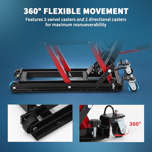 Red Hydraulic Motorcycle Lift Jack 1500Lb Capacity Scissor Jack T301