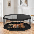 Foldable Metal Dog Playpen with Top Cover and Bottom Pad J780
