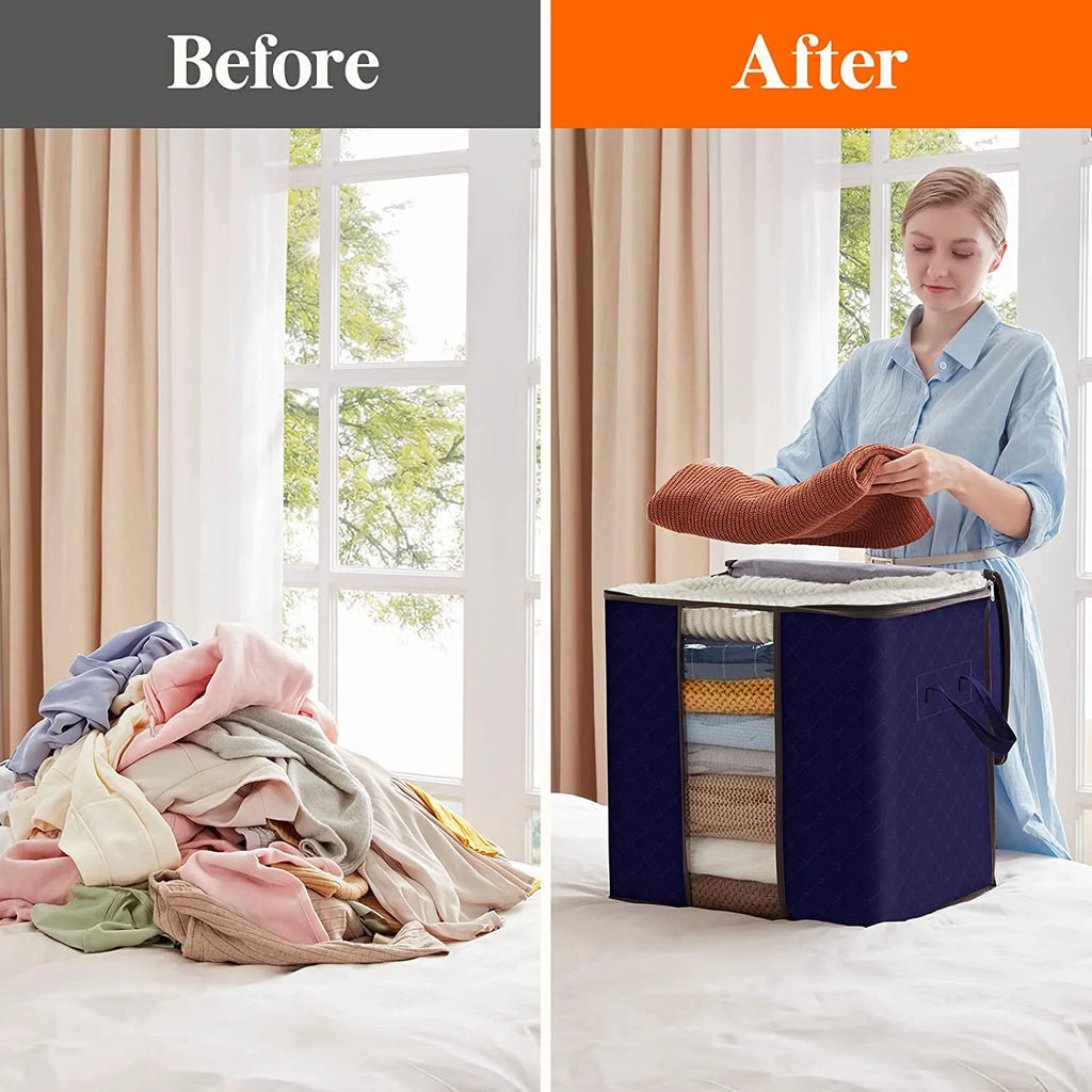 Blue 90L Clothes Storage Bag 6 Pack T247