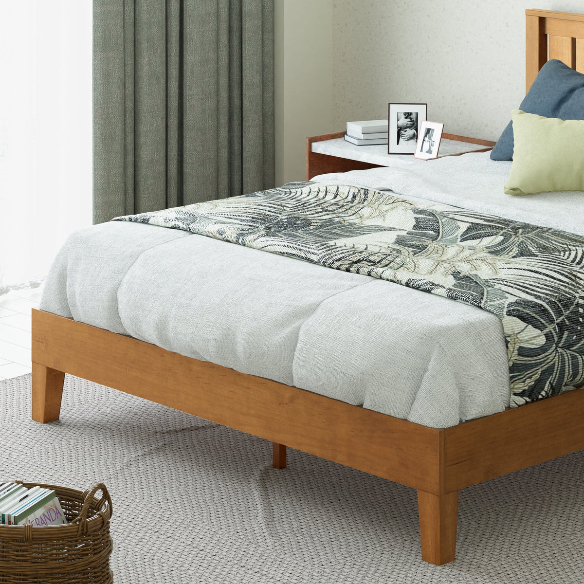 Queen Wood Platform Bed Frame with Headboard Q168