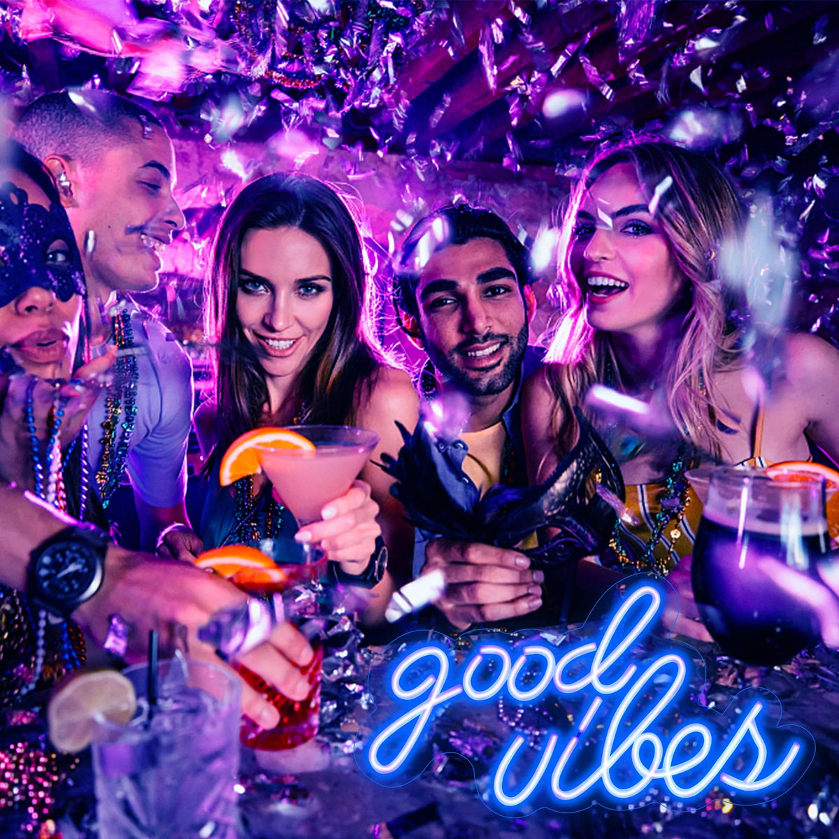 Good Vibes Neon Sign, LED Neon Light Signs for Wall Decor Powered by USB 16.1"x8.3" H30144