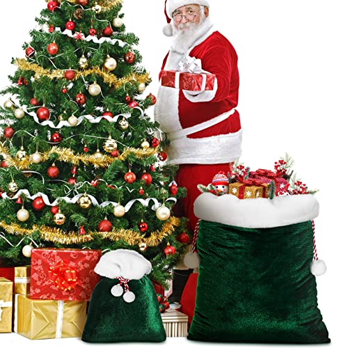 2 Pieces Velvet Drawstring Santa Bags Q583650
